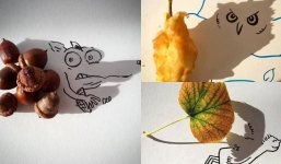 A set of creative drawings is drawn from shadows