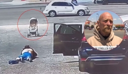 Homeless good samaritan saves baby in stroller from rolling onto highway