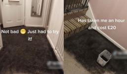 The woman painted her carpet black, people say it looks 'smoke damaged'