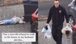 Husband's comical response to toddler's tantrum sparks controversy