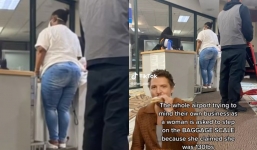 Woman expresses embarrassment after being weighed like baggage before flight