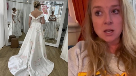 Bride was stunned after iPhone captured two different reflections in the mirror of the wedding store