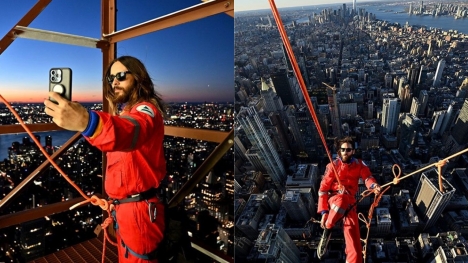 Artist Jared Leto becomes the first person to scale the Empire State Building