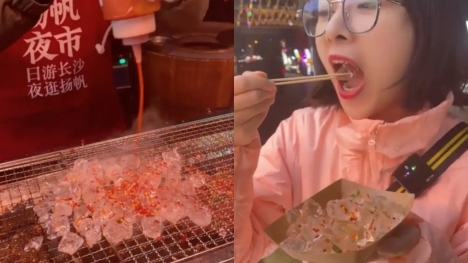 People stunned by barbecue-grilled ice cubes: Fascinating street food specialty in China