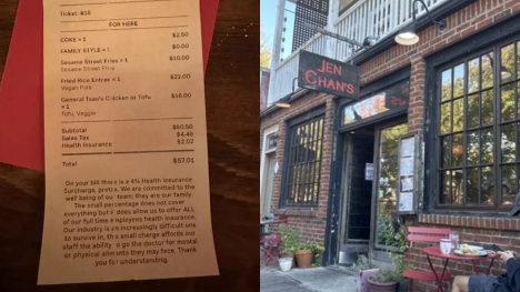 Customers furious after discovering restaurant charges 2% 'absurd' health insurance fees on each bill