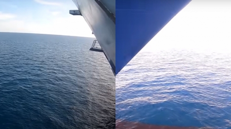 Man reveals spooky footage after dropping GoPro underneath a cruise ship