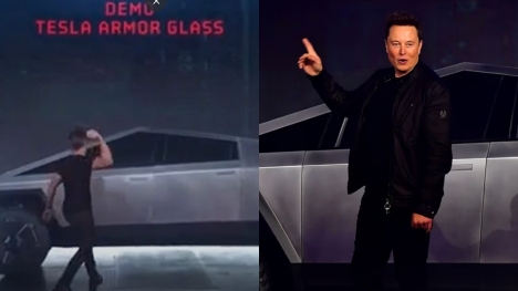 Elon Musk smashes Tesla Cybertruck window to prove its indestructibility