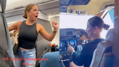 'Crazy plane lady' seen coming back on a flight after 'not real' incident one year ago