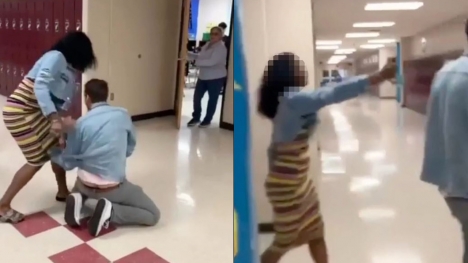 Shocking moment: A high school girl pepper-sprayed the teacher after her phone was confiscated in class