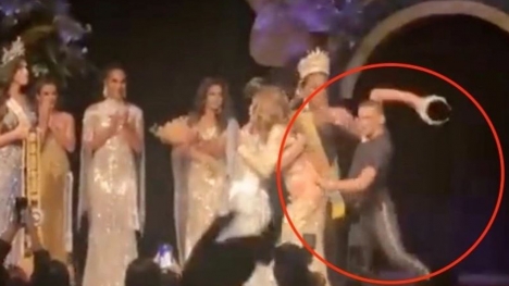Angered husband rushes to snatch crown after wife wins miss Brazil runner-up