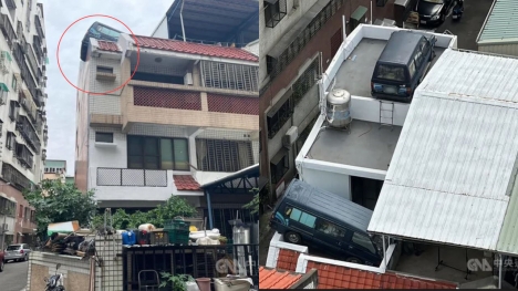 Man parks vans on roof of apartment building to avoid parking fines