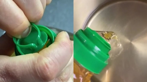Tiktoker shares what the plastic pull tab on an oil bottle lid is for 