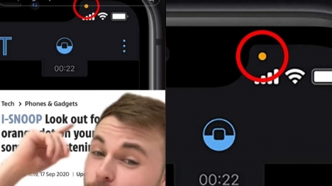 iPhone users explain the little orange dot at the top of your screen