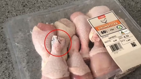 What are these? Customer ridiculed after claiming to find live insects in chicken drumstick