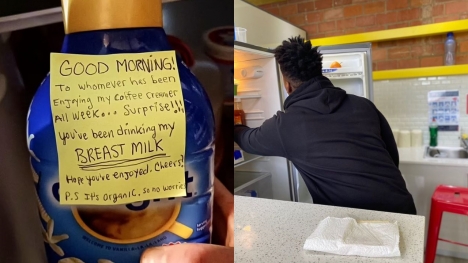 Woman replaced coffee cream with her own breast milk after getting fed up with coworker stealing milk
