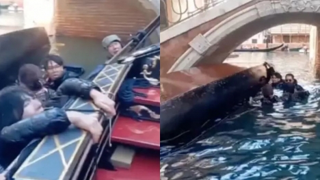 Gondola full of tourists capsizes in water after they refused to stop taking selfies