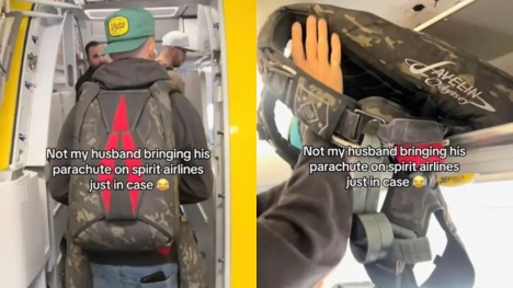 Spirit Airlines passenger sparks debate after wearing PARACHUTE on plane 
