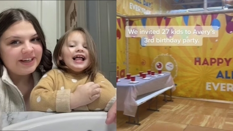 Mother breaks down in tears as she holds birthday party for three-year-old daughter, but nobody attends