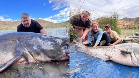 11-year-old boy breaks record after catching mega 152lb catfish during holiday