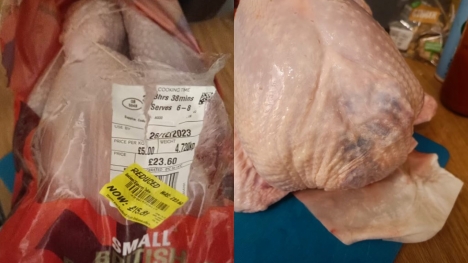 Furious customer after spotting their 'rancid' and 'slimy' superstore turkeys on Christmas Day