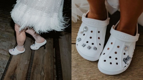 Brides ignite a debate after rocking CROCS on wedding day. Are CROCS suitable for the bride?