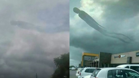 Shoppers scattered in terror after witnessing strange 'Harry Potter Dementor' figure appears in the sky 