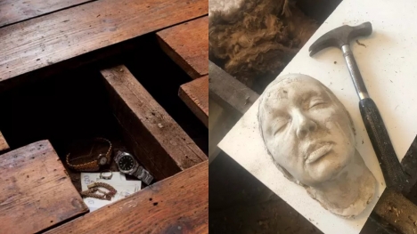 Couple left stunned after finding 'human mask' hidden under their house's floorboards