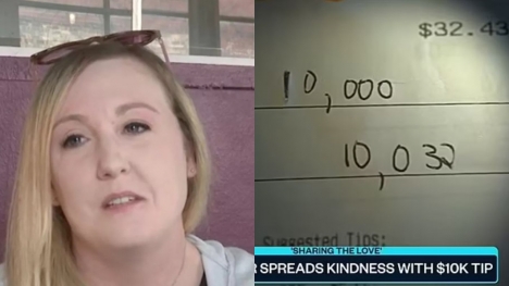 Waitress takes mental health day after being fired for receiving $10,000 tip on $32.43 bill