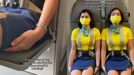 Why cabin crew sit on their hands during takeoff and landing: Flight attendant explained