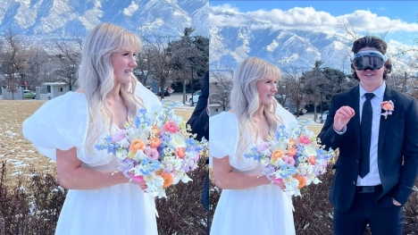 Software engineer sparks debate after wearing Apple Vision Pro on wedding day