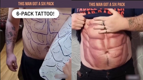 Man gets a six-pack tattoo to achieve body goal without the gym and diet 