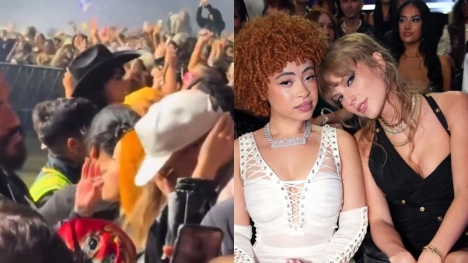Ice Spice spotted smoking while chilling withTaylor Swift and Travis Kelve at Coachella 