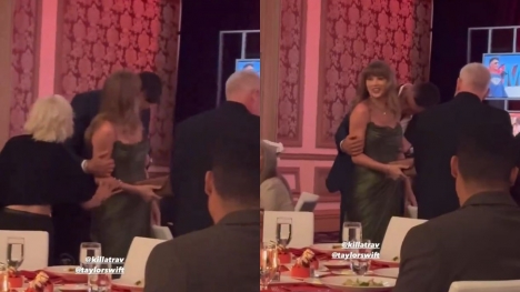 Travis Kelce kisses Taylor Swift's shoulder in new video from attending a charity gala