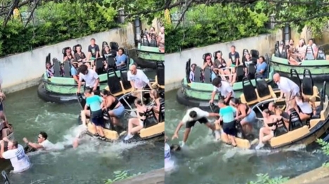 Guests forced to jump into water during malfunction at the Six Flags Roaring Rapids Ride