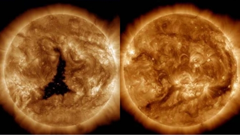 Giant hole the size of 60 Earths has emerged in the Sun