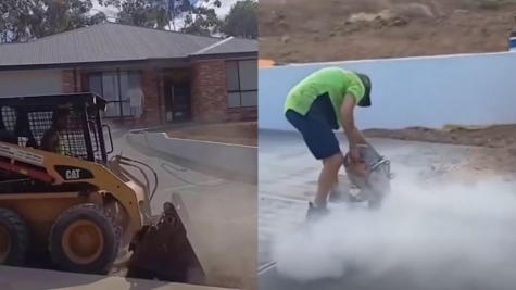 Builders smash up concrete driveway after payment dispute with owner