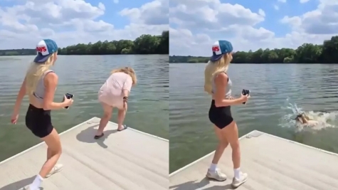 Influencer slammed after paying non-swimmer $20 for risky jump in lake 