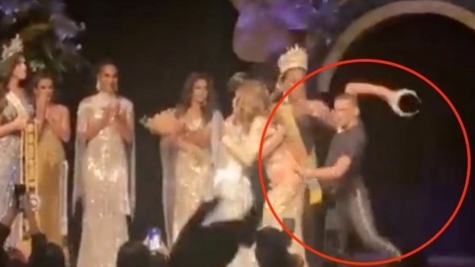 Angered husband rushes to snatch crown after wife wins miss Brazil runner-up