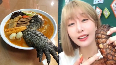 Godzilla Ramen - crocodile leg appears to crawl out of ramen bowl  is Taiwan’s latest food fad