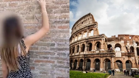 Teenage girl caught 'carving her initial into Colosseum wall'
