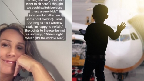 Woman sparks debate by not switching her window seat for mom to be near her two children