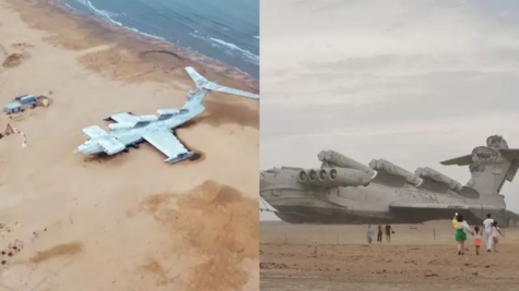 Unique plane larger than Boeing 747 discovered abandoned on beach