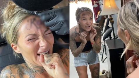 Woman who gets boyfriend’s name TATTOOED  across her forehead claims she will regret it