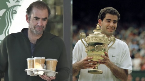 Pete Sampras leaves fans stunned with a different look as he is seen grabbing Starbucks coffee