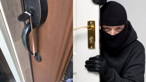 Woman shocked as unknown person at home, front door handle rescues her life