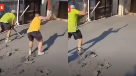 Builders smash up concrete driveway after payment dispute with owner