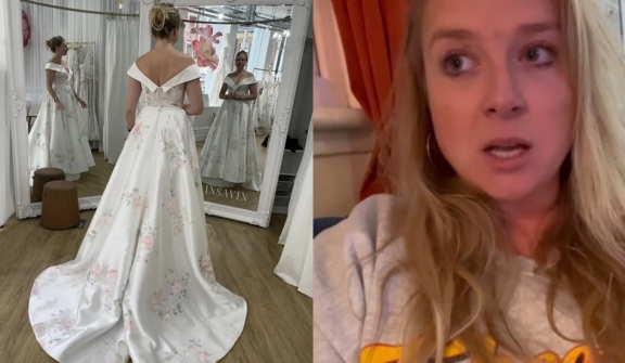 Bride was stunned after iPhone captured two different reflections in the mirror of the wedding store