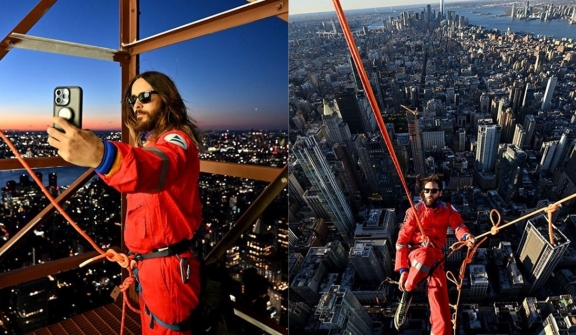 Artist Jared Leto becomes the first person to scale the Empire State Building