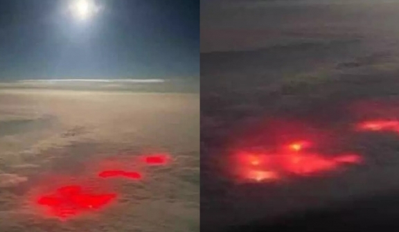 Pilot spots mysterious red glows in the sky over the Atlantic