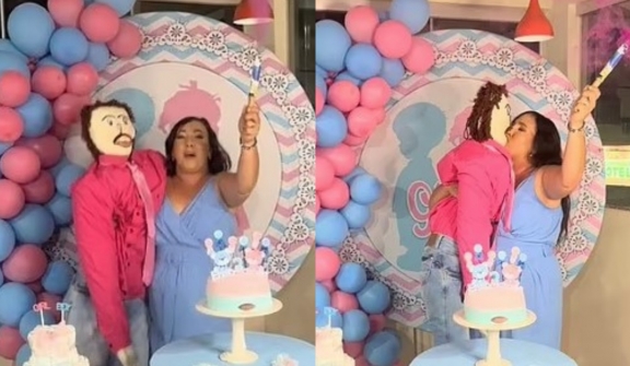 Woman who married a rag doll holds gender reveal party for second rag doll child